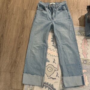 Abercrombie & Fitch Light Blue Wide-Leg Cuffed Jeans